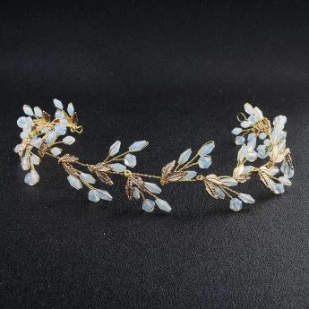 Golden Bride Leaves Hair Band