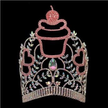 8inch Cupcake Candy Style Theme Pageant Crowns Rhinestone Custom Crystal Tiara