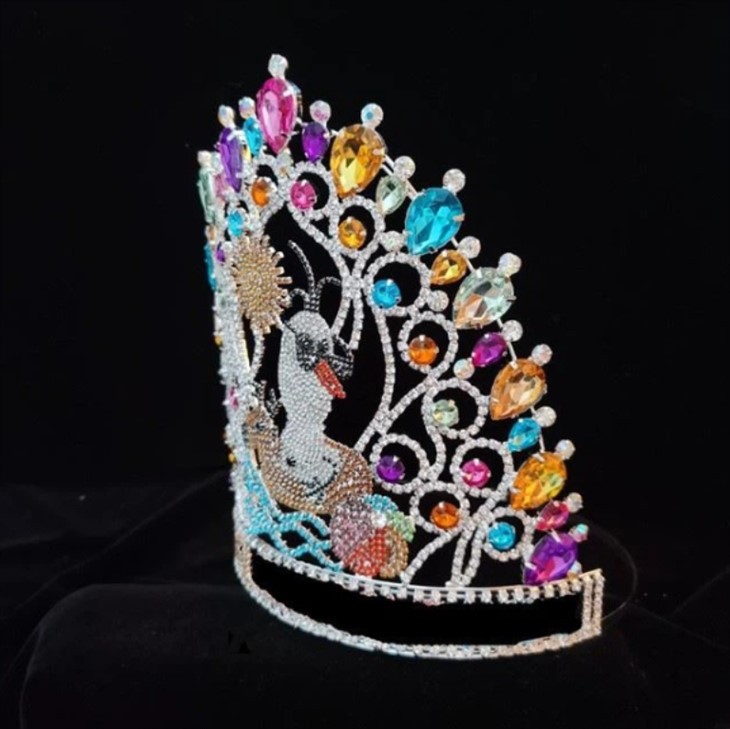 Custom Rhinestone Crystal Sun Shape Tiara Wholesale Snowman Design Pageant Crown
