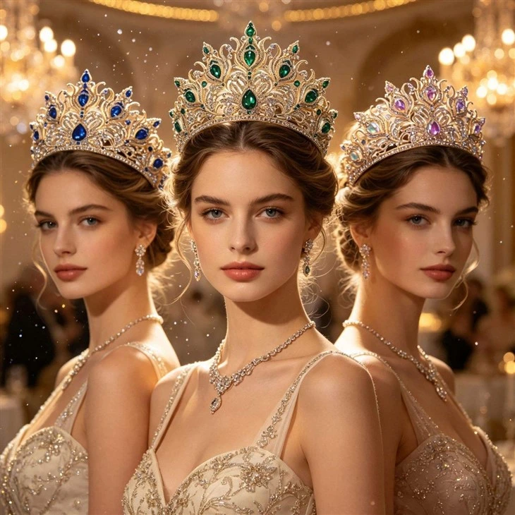 Pageant Crown Custom Color Plating Crystal Peacock Blue Rhinestone Queen Bridal Crown