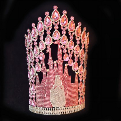 12 Inch Custom Rhinestone Pageant Tall Crowns Castle Theme Adjust Large Tiara